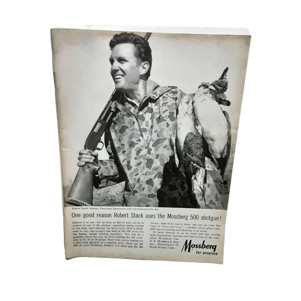 1967 Robert Stack Mossberg 500 Hunting Original Print Ad Vintage
